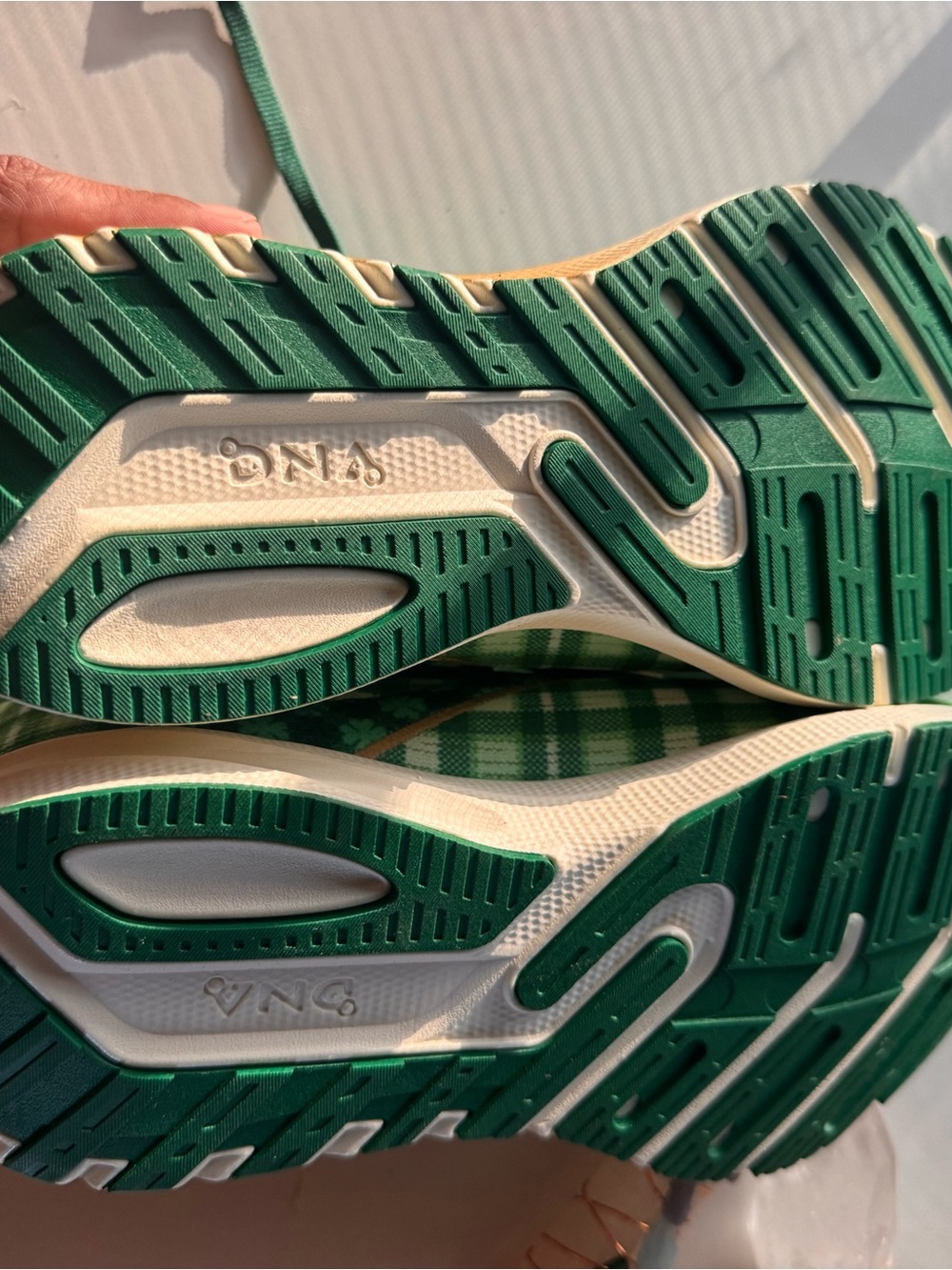 Brooks Green Plaid Lace-Up Sneakers - Picture 2 of 5
